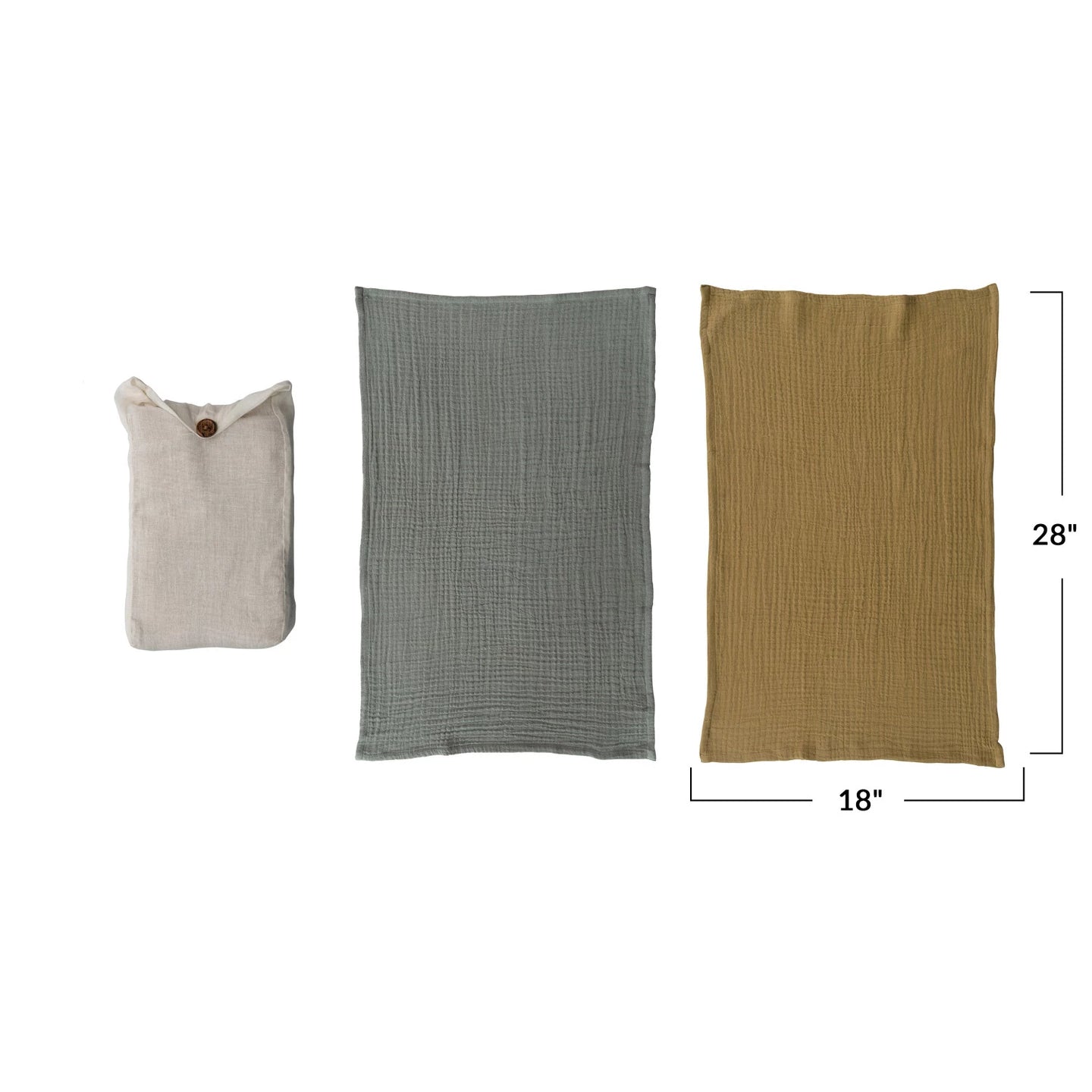 Cotton Double Cloth Tea Towels, Set of 2